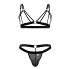 CandyMan - Izor Black G-string and Bra S/M tanga és felső