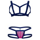 Candyman - Aghai Blue-Pink Thong and Harness Set L/XL tanga és heveder szett