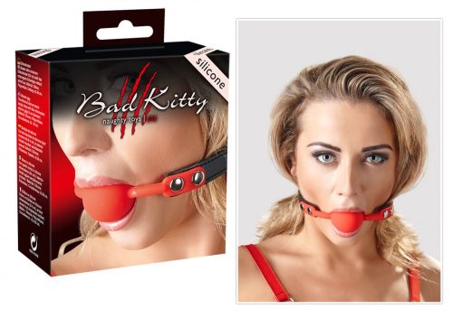 Bad Kitty - szilikon szájpecek műbőr pánttal       