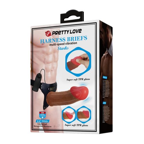 Pretty Love Stark Harness Briefs Brown Felcsatolható vibrátor