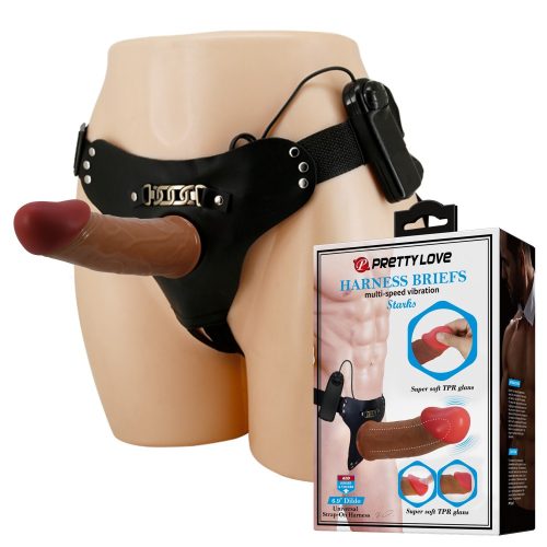 Pretty Love Stark Harness Briefs Brown Felcsatolható vibrátor