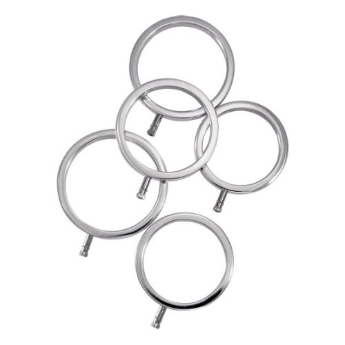 Az ElectraStim - Solid Metal Cock Ring Set 5 Sizes elektro péniszgyűrű