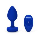 B-Vibe - Vibrating Jewel Plug L/XL Navy vibrációs anál plug