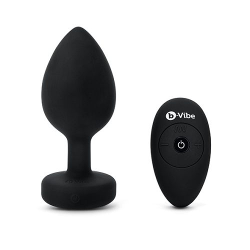 B-Vibe - Vibrating Jewel Plug L/XL Black vibrációs anál plug