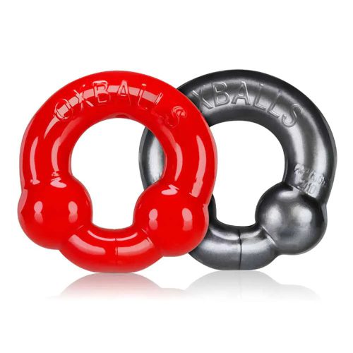 Oxballs Ultraballs 2-Pack Cockring Steel + Red péniszgyűrű