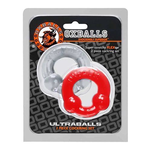 Oxballs Ultraballs 2-Pack Cockring Steel + Red péniszgyűrű