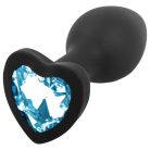Sunfo - szilikon anál plug szív alakú kék kővel 