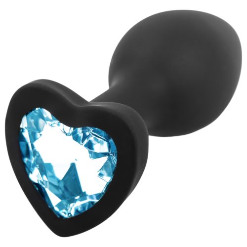 Sunfo - szilikon anál plug szív alakú kék kővel 