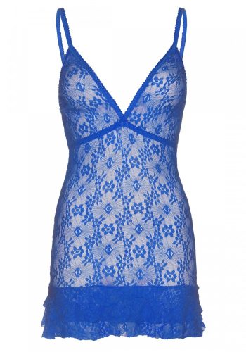 Leg Avenue Lace chemise with ruffle blue   hálóing