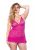 Leg Avenue Lace chemise with ruffle fuchsia hálóing