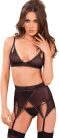 Leg Avenue 3-Piece Lingerie Set, Bra Top, Waspie with Attached Garter And Matching G-String Fehérnemű szett