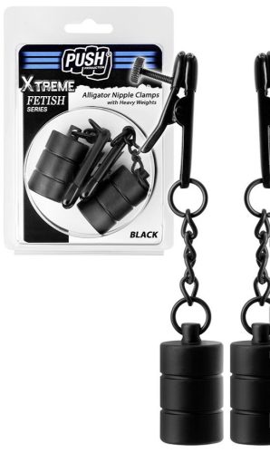 Push Xtreme Fetish - Alligator Nipple Clamps Heavy - Black mellcsipesz