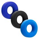 Hünkyjunk Cock Ring 3-Pack - Black Tar + Cobalt + Aqua péniszgyűrű