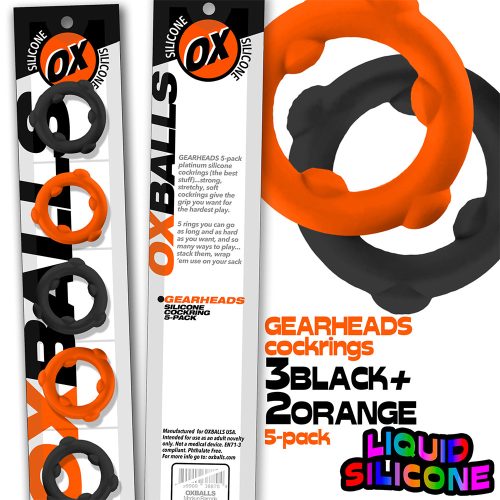Oxballs -  5-Pack SPINNER Rings Orange / Black péniszgyűrű