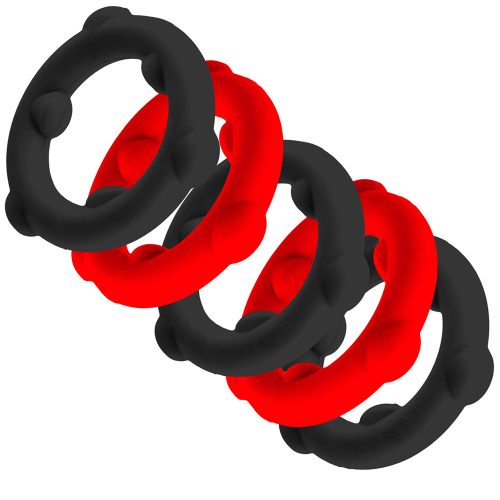 Oxballs -  5-Pack SPINNER Rings Red/ Black péniszgyűrű