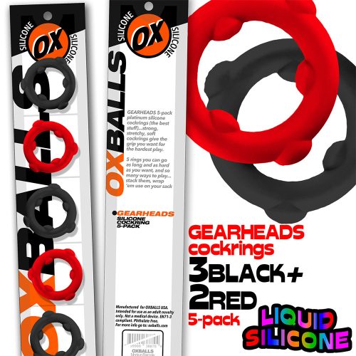 Oxballs -  5-Pack SPINNER Rings Red/ Black péniszgyűrű