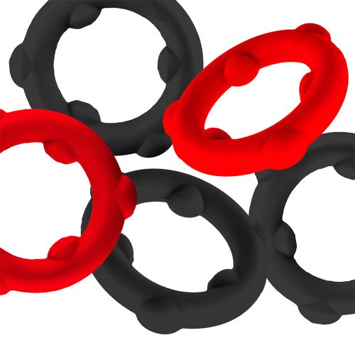 Oxballs -  5-Pack SPINNER Rings Red/ Black péniszgyűrű