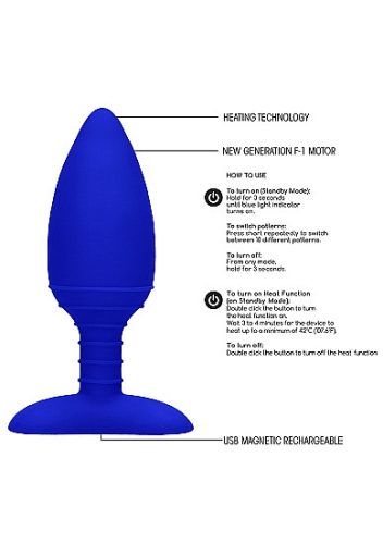 Heating Anal Butt Plug  Glow  Blue Vibrációs anál plug