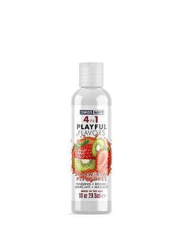 Swiss Navy Playful 4 in 1 Lubricant with Straw-Kiwi Pleasures Flavor - 30ml  Ízesített síkosító