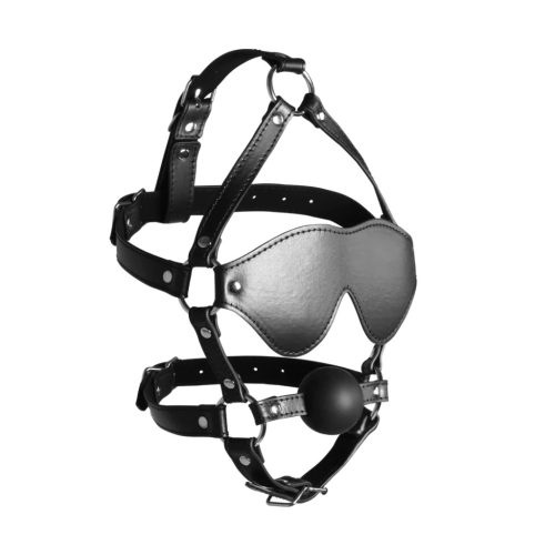 Ouch! Muzzle gag with ball and mask Gag Xtreme szájpecek
