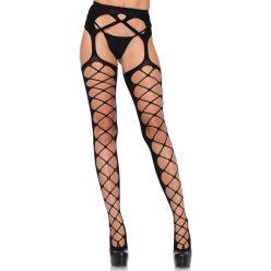    Leg Avenue - Diamond net opaque stockings, black, O/S harisnya