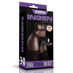   Lovetoy Vibrating Easy Strapon Set 8.5" Black Felcsatolható vibrátor