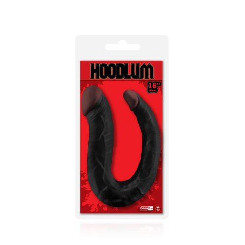 HOODLUM 16" U-SHAPED DONG BLACK  Kétvégű dildo
