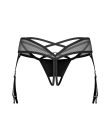Obsessive - Dominna crotchless thong L/XL nyitott tanga harisnyakötővel
