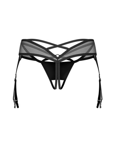 Obsessive - Dominna crotchless thong L/XL nyitott tanga harisnyakötővel
