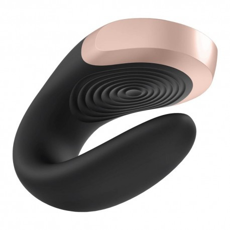 Satisfyer Double Love Black - okos, akkus, vízálló, rádiós párvibrátor