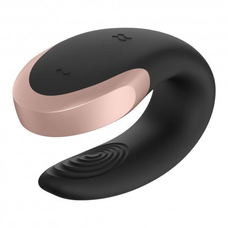Satisfyer Double Love Black - okos, akkus, vízálló, rádiós párvibrátor