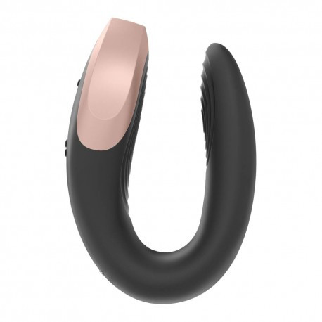 Satisfyer Double Love Black - okos, akkus, vízálló, rádiós párvibrátor