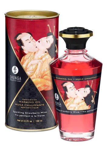 Shunga - Aphrodisiac Oils Sparkling Strawberry Wine melegítő  masszázsolaj   