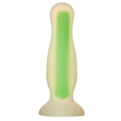   Dream Toys Radiant Soft Silicone Glow In The Dark Plug Small Green Tapadókorongos dildó