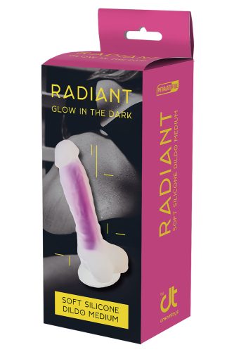 Dream Toys Radiant Soft Silicone Glow In The Dark Dildo Medium Purple Tapadókorongos dildó