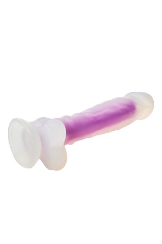 Dream Toys Radiant Soft Silicone Glow In The Dark Dildo Medium Purple Tapadókorongos dildó