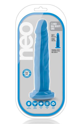 Blush - 7.5 Inch Dual Density Cock Neon Blue Tapadókorongos dildó