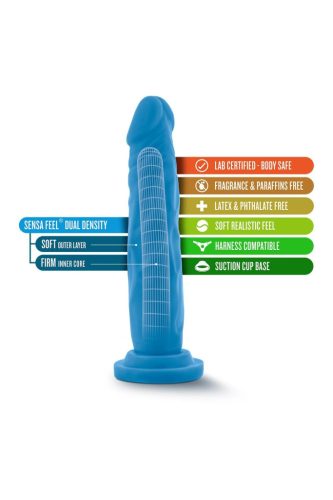 Blush - 7.5 Inch Dual Density Cock Neon Blue Tapadókorongos dildó