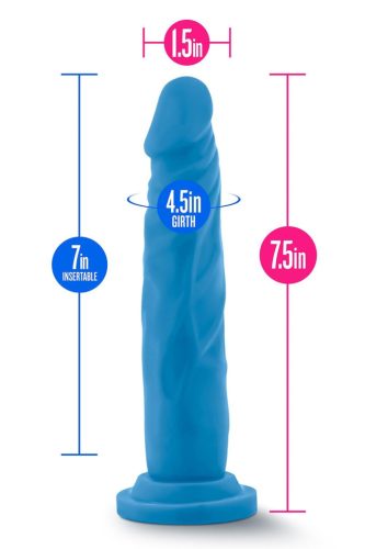 Blush - 7.5 Inch Dual Density Cock Neon Blue Tapadókorongos dildó