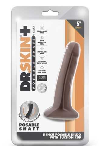 Blush Dr.Skin - Plus 5 Inch Posable Dildo Chocolate Tapadókorongos dildó