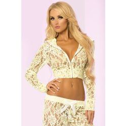   Pink Lipstick Luxurious Lace Cropped Hoodie   csipkés szexi felső          