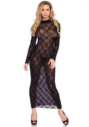 Leg Avenue Long sleeved long dress, black, O/S Szexi ruha