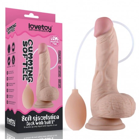 Lovetoy Soft Ejaculation Cock With Ball 8” pumpás tapadókorongos ejakuláló dildó