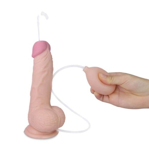 Lovetoy Soft Ejaculation Cock With Ball 8” pumpás tapadókorongos ejakuláló dildó