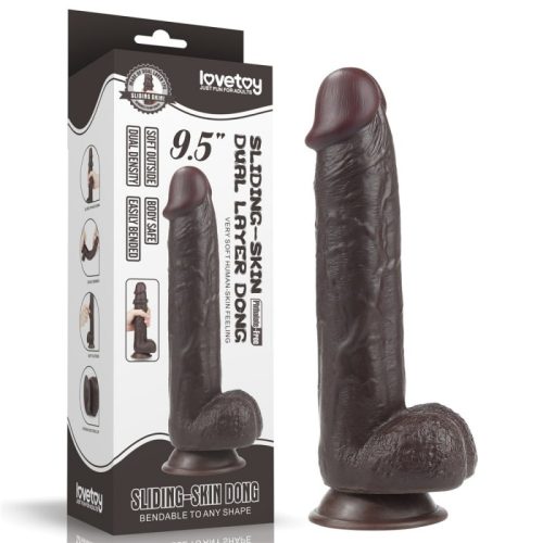 Lovetoy 9.5'' Sliding Skin Dual Layer Tapadókorongos dildó