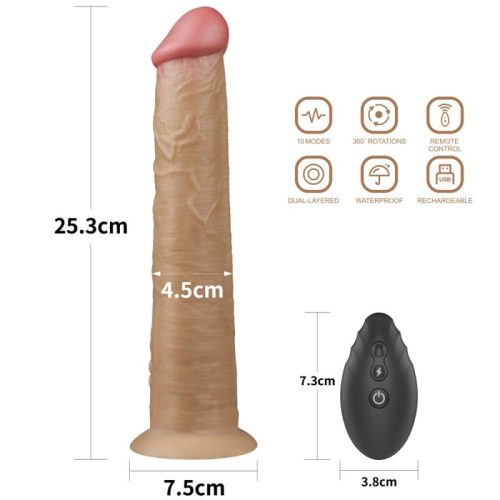 Lovetoy 10'' Dual Layered Platinum Silicone Rotator vibrátor