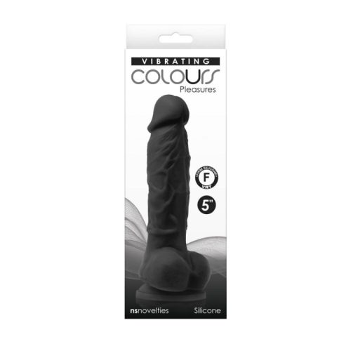 Ns Novelties Colours Pleasures  Vibrating 5" Dildo Black Valósághű vibrátor
