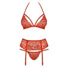 Obsessive 838-SEG-3 set 3-pcs red L/XL fehérnemű szett