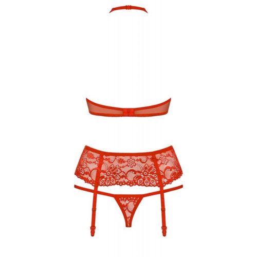 Obsessive 838-SEG-3 set 3-pcs red S/M fehérnemű szett