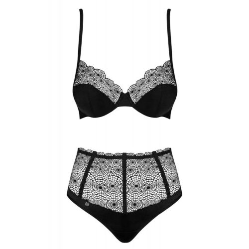 Obsessive Sharlotte 2-pcs set black S/M fehérnemű szett